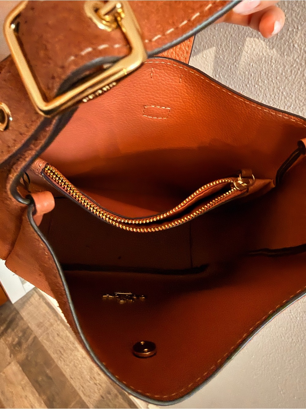 Coach Suede Hadley Small Crossbody Bag with Gold Hardware, Clay - Picture 8 of 8